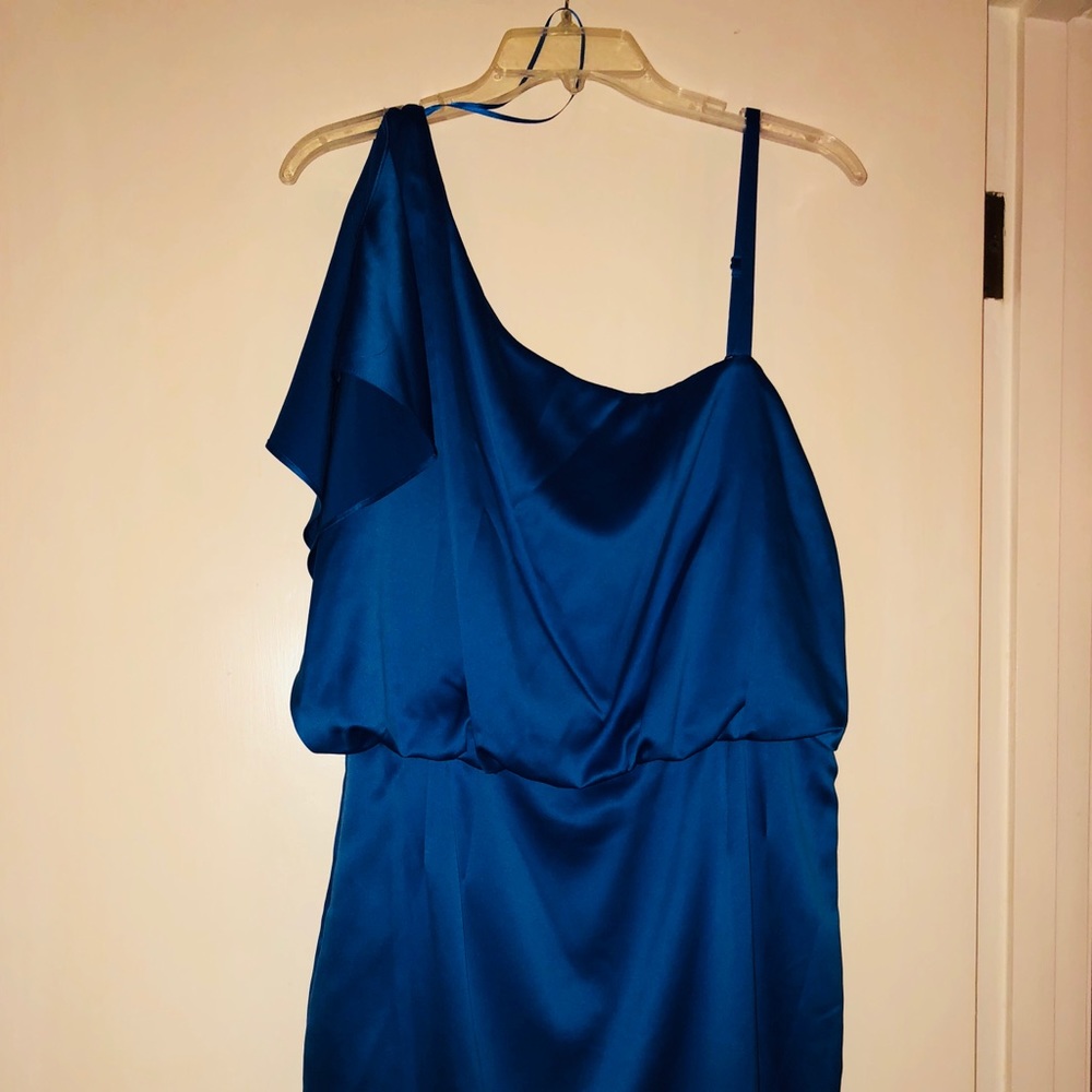 Jessica Simpson royal blue one shoulder dress 12